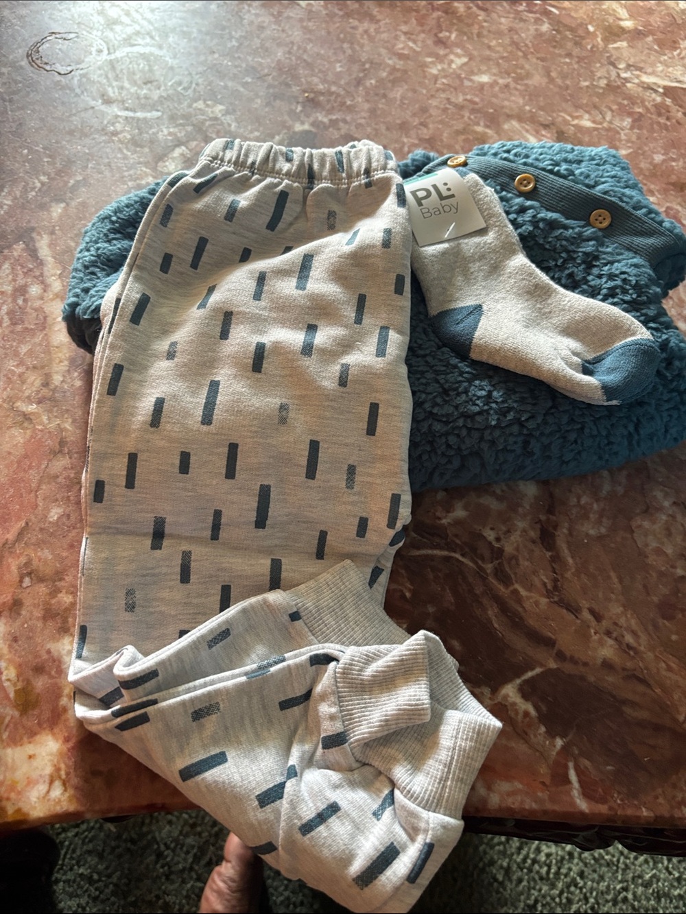 Teal and Cream Kids Matching Set - Cozy Joggers & Sherpa Jacket
